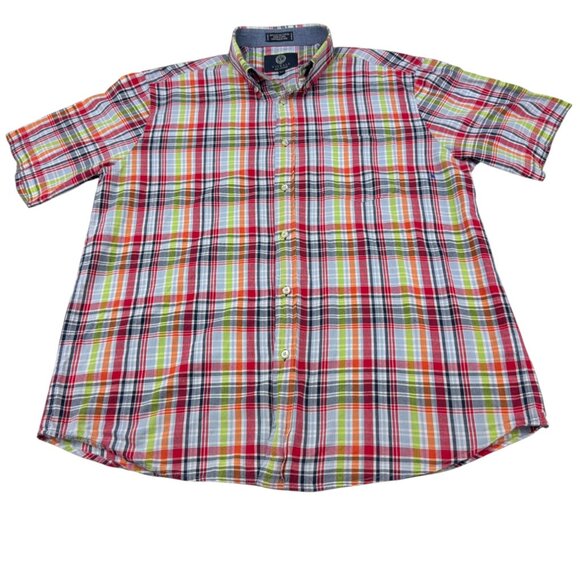 Viyella Mens XL Cotton Oxford Check Classic Fit Short Sleeve Button Up - Picture 1 of 7